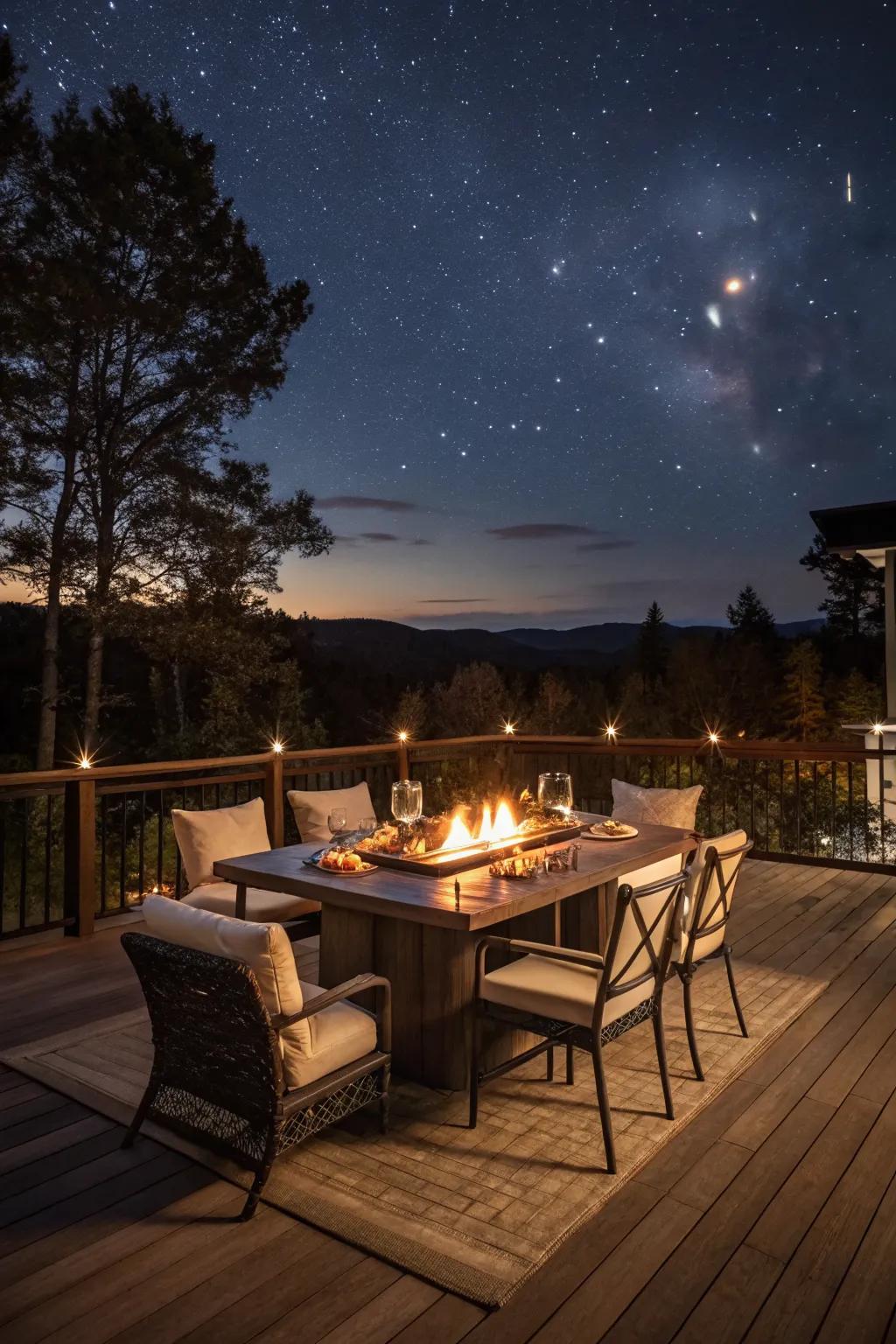 Add warmth and charm with a fire pit table.