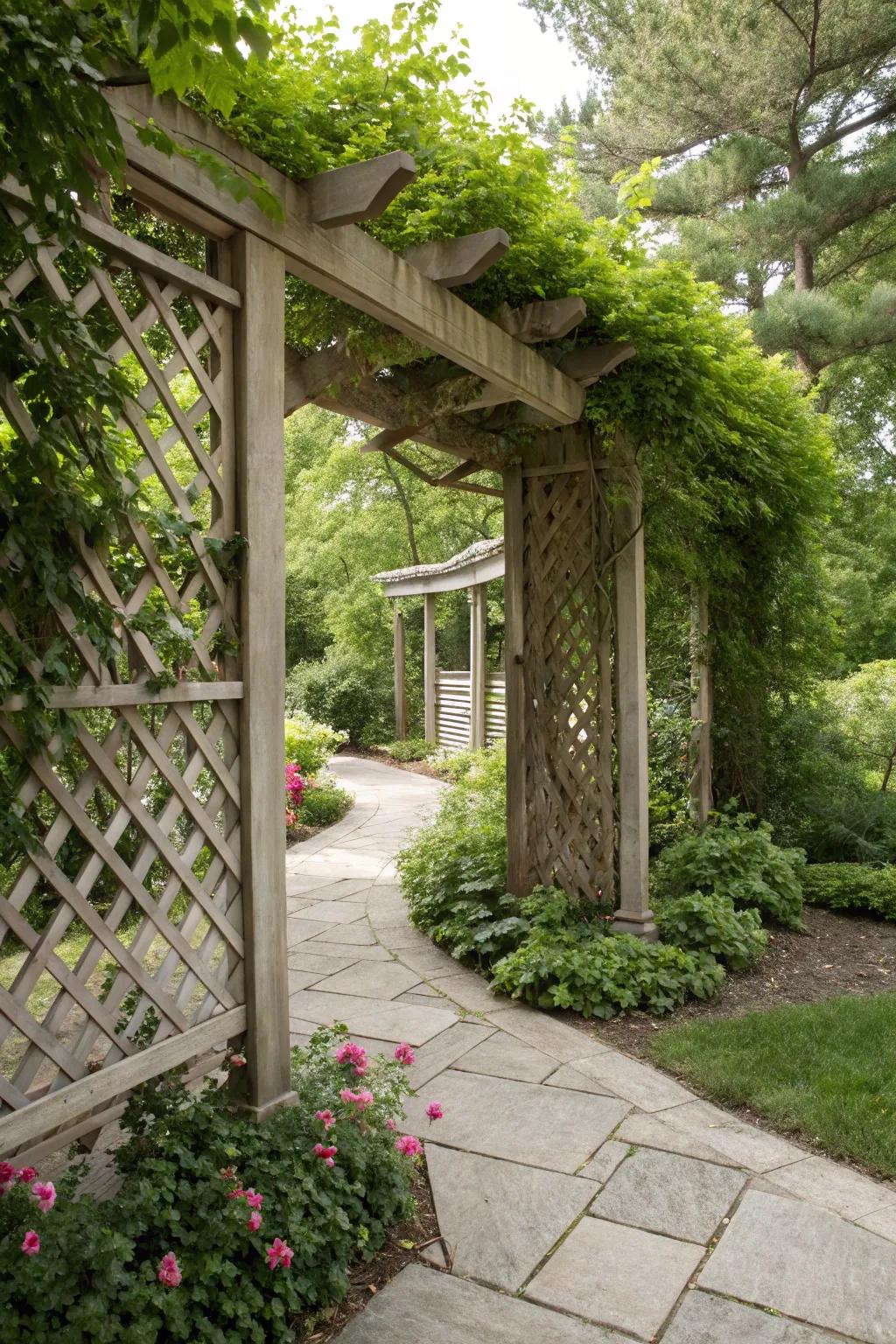 Corner panels on pergolas offer a balance of privacy and openness.