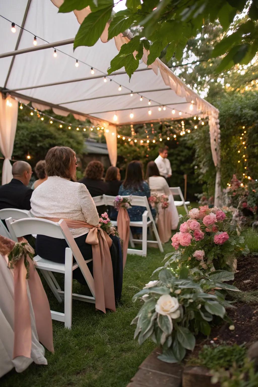 Silk ribbon sashes add a touch of elegance to your seating arrangements.