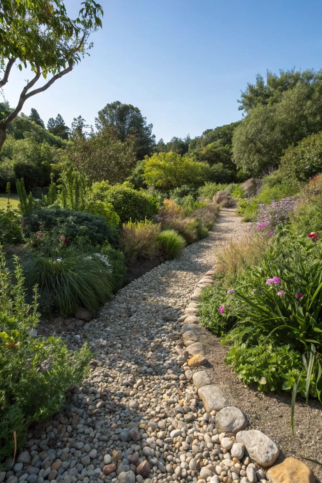 A functional and aesthetic dry creek bed.