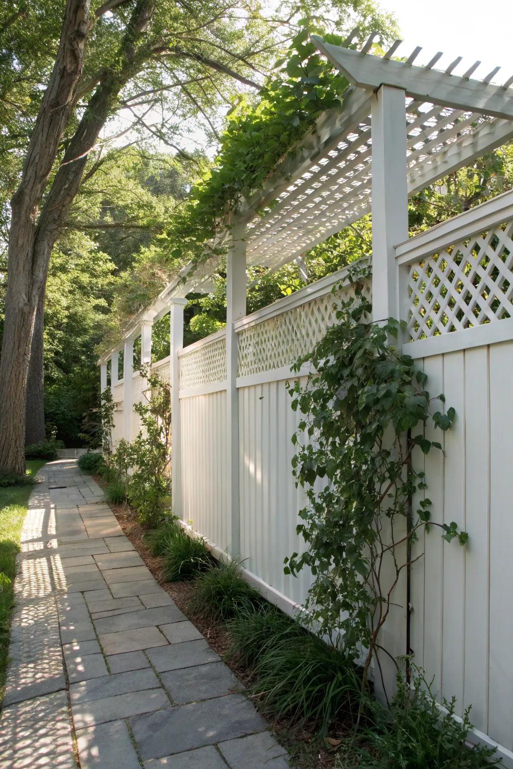 A lattice pergola topper enhances your fence with elegance and function.