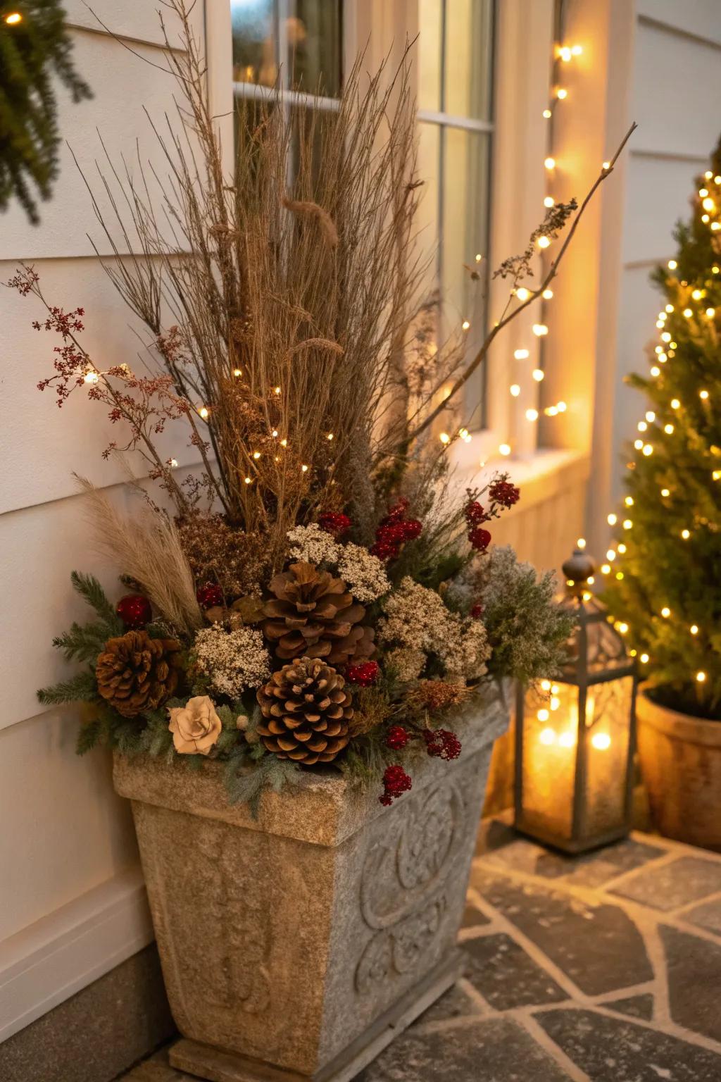 Dried blooms offer unique texture and beauty.