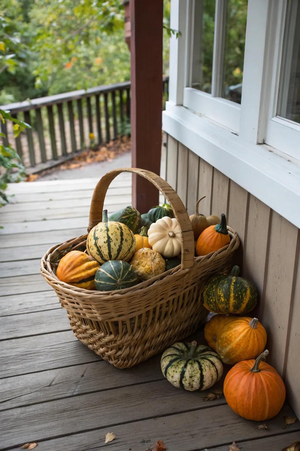 Gourds and squash add texture to the fall display.