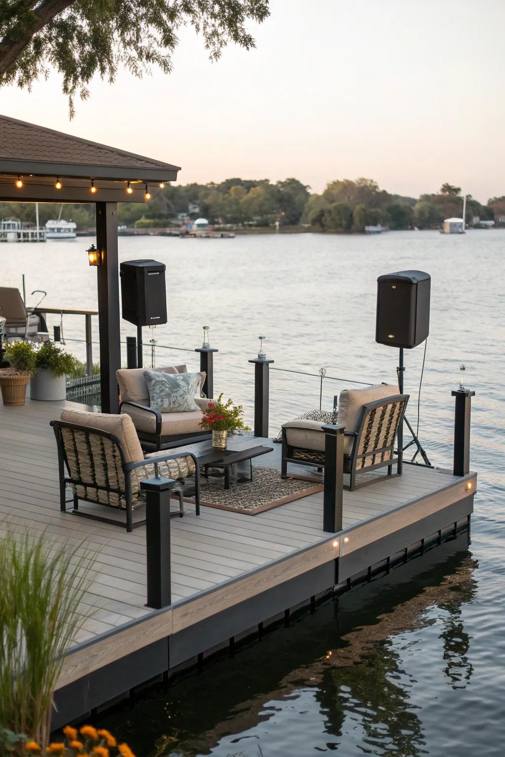 Enjoy tunes on your dock with outdoor speakers.