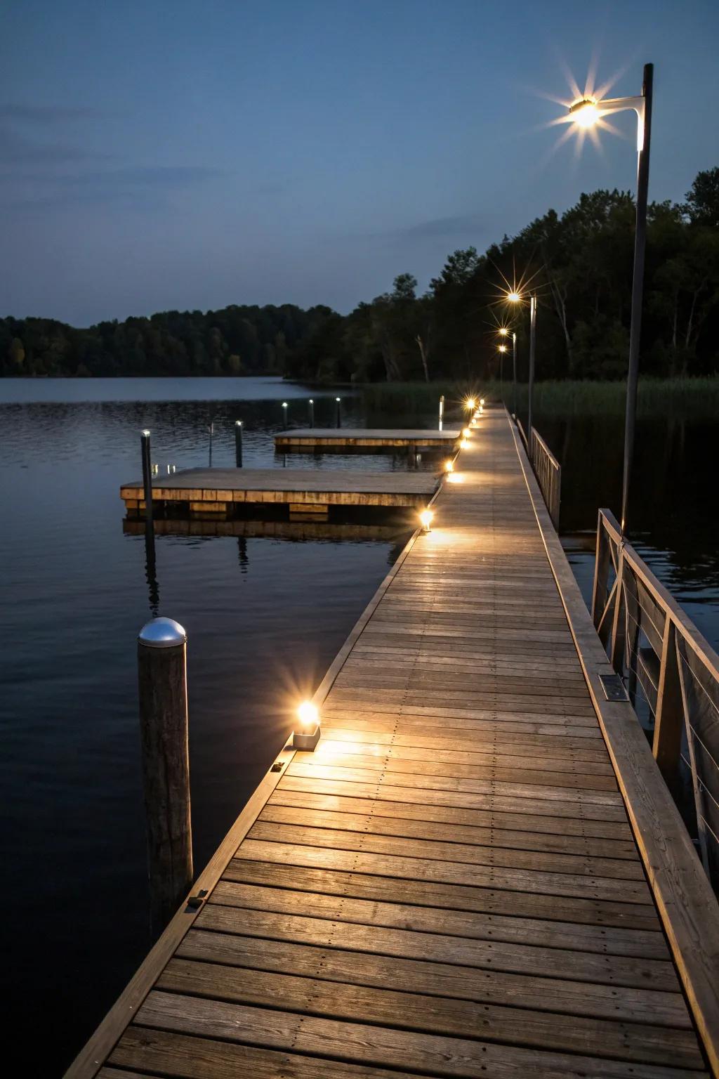 Motion-activated floodlights offering efficient lighting on demand.