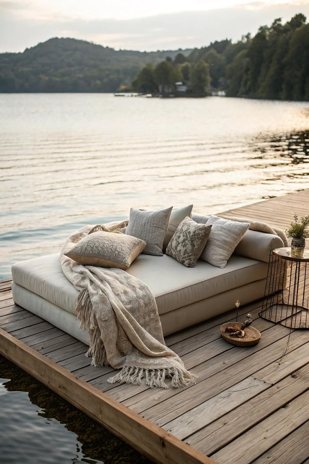 A dockside daybed offers a luxurious and serene seating option.