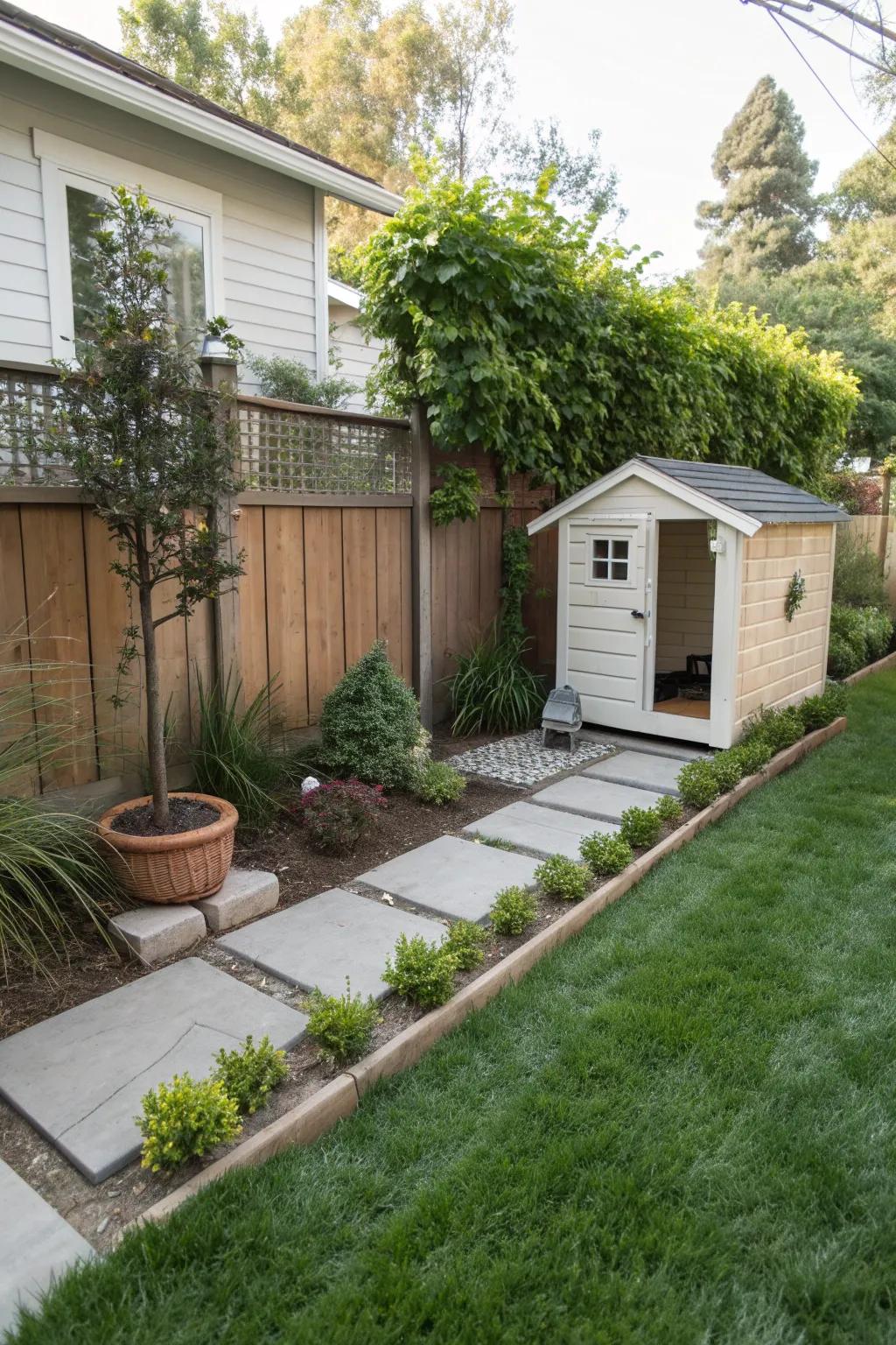 A hidden toilet area keeps your lawn pristine and tidy.