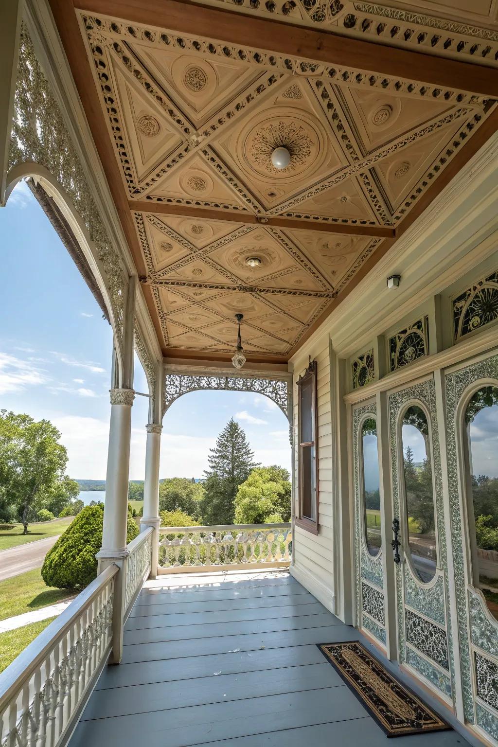 Ceiling details add character to the porch.