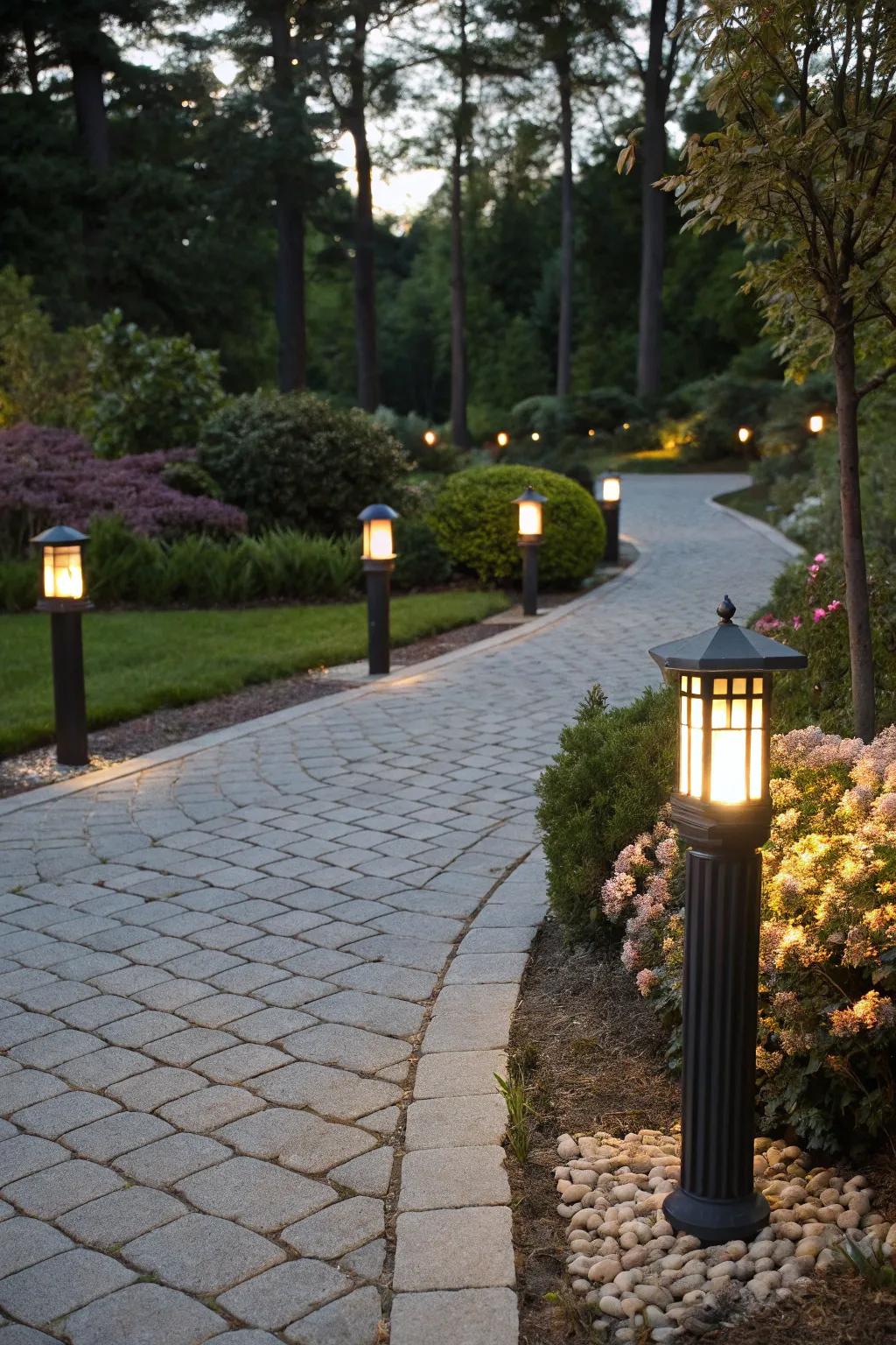Bollard lights define and decorate your driveway.