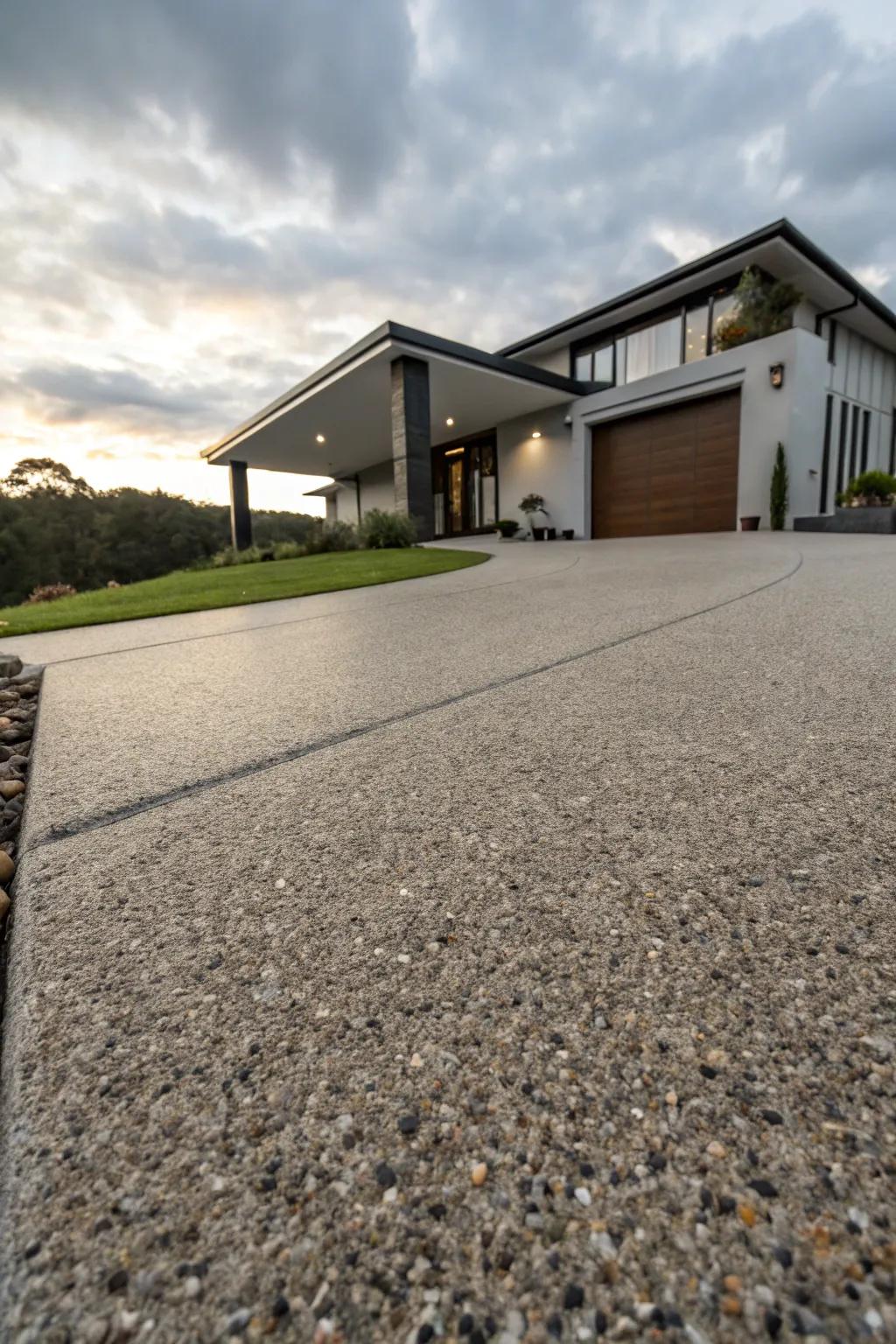 Exposed aggregate driveways showcase the natural beauty of stones.