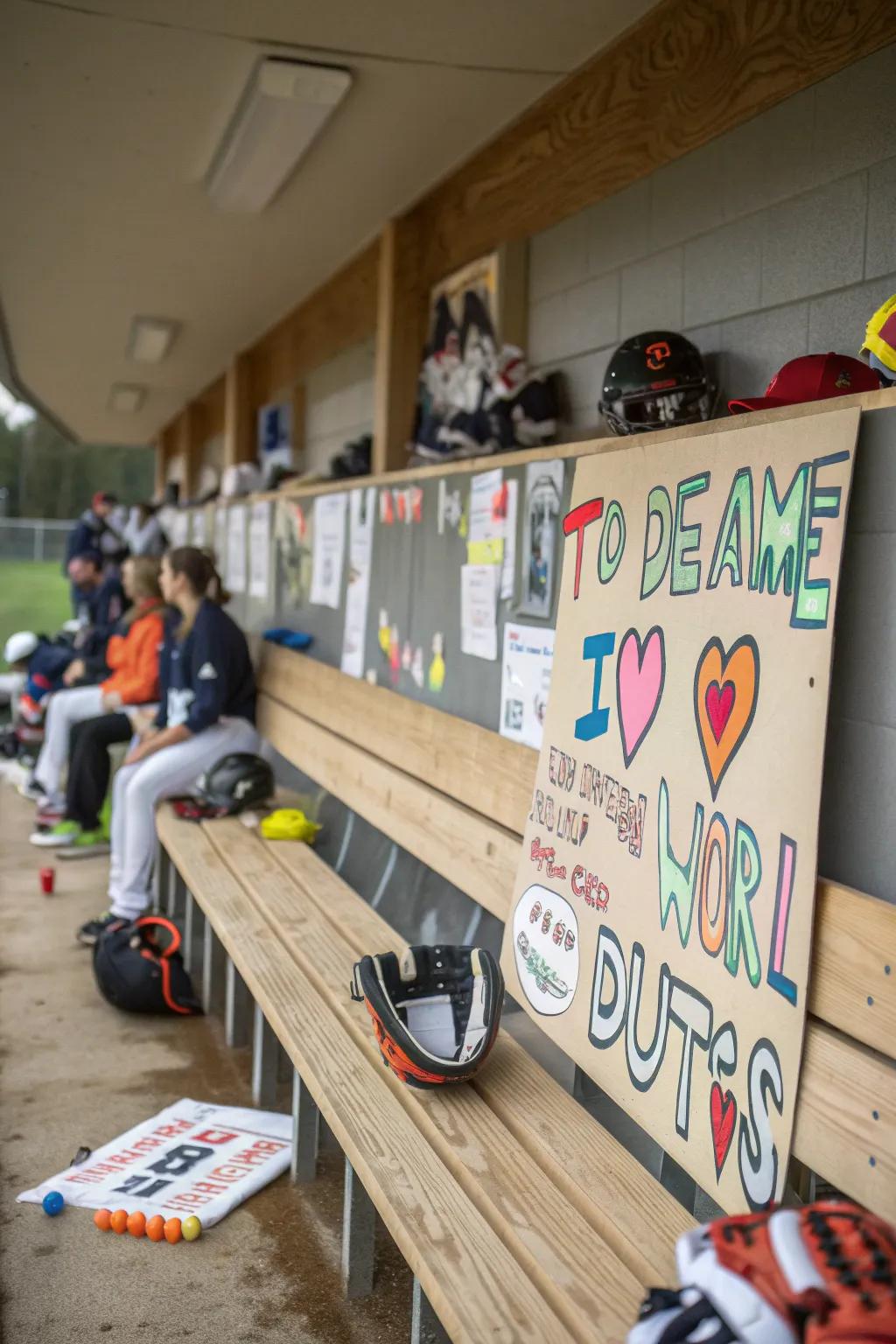 DIY signs add a personal and creative touch to the dugout.