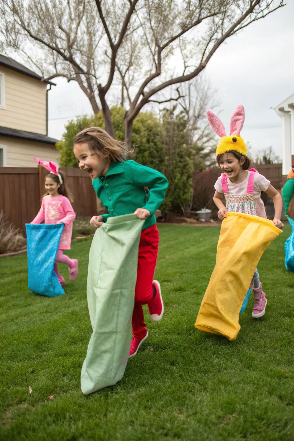 Add excitement to your Easter celebration with a bunny hop sack race.