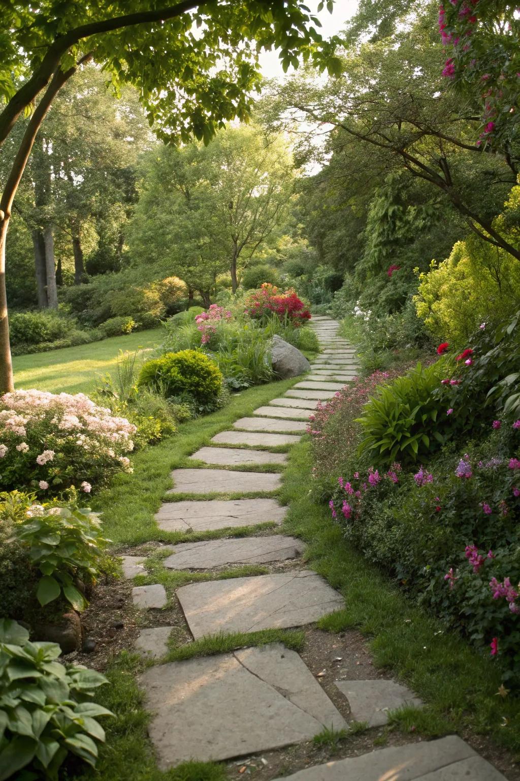 A winding path invites exploration and relaxation.