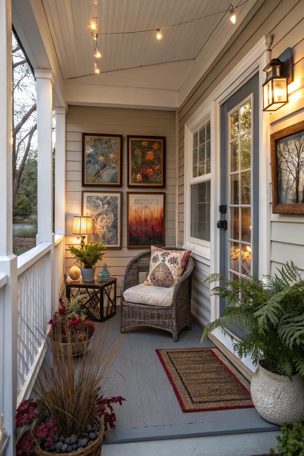 Art adds personality and interest to your porch.