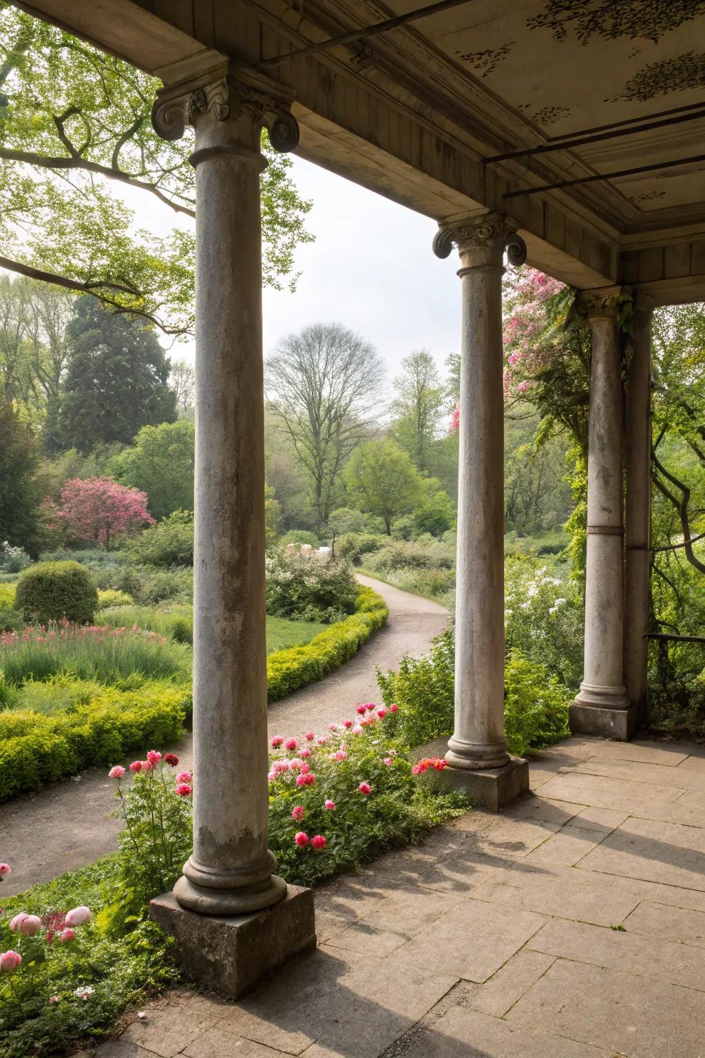 Columns framing the view create a scenic outlook.