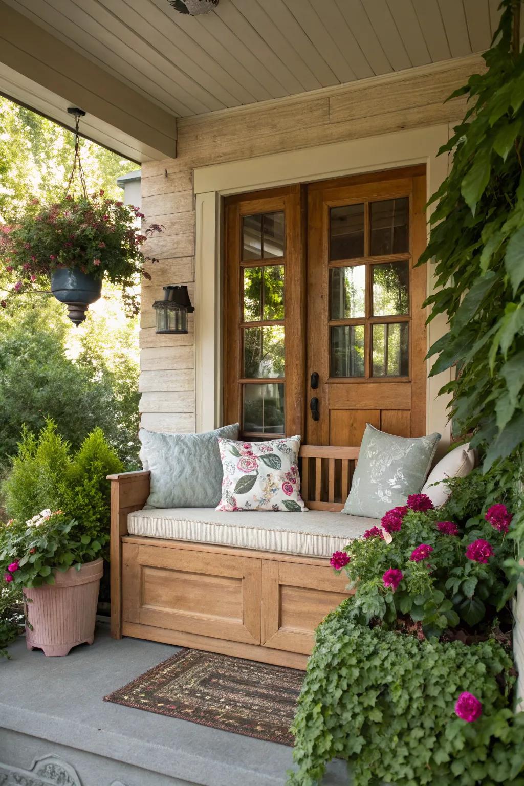 Outdoor storage keeps the porch organized