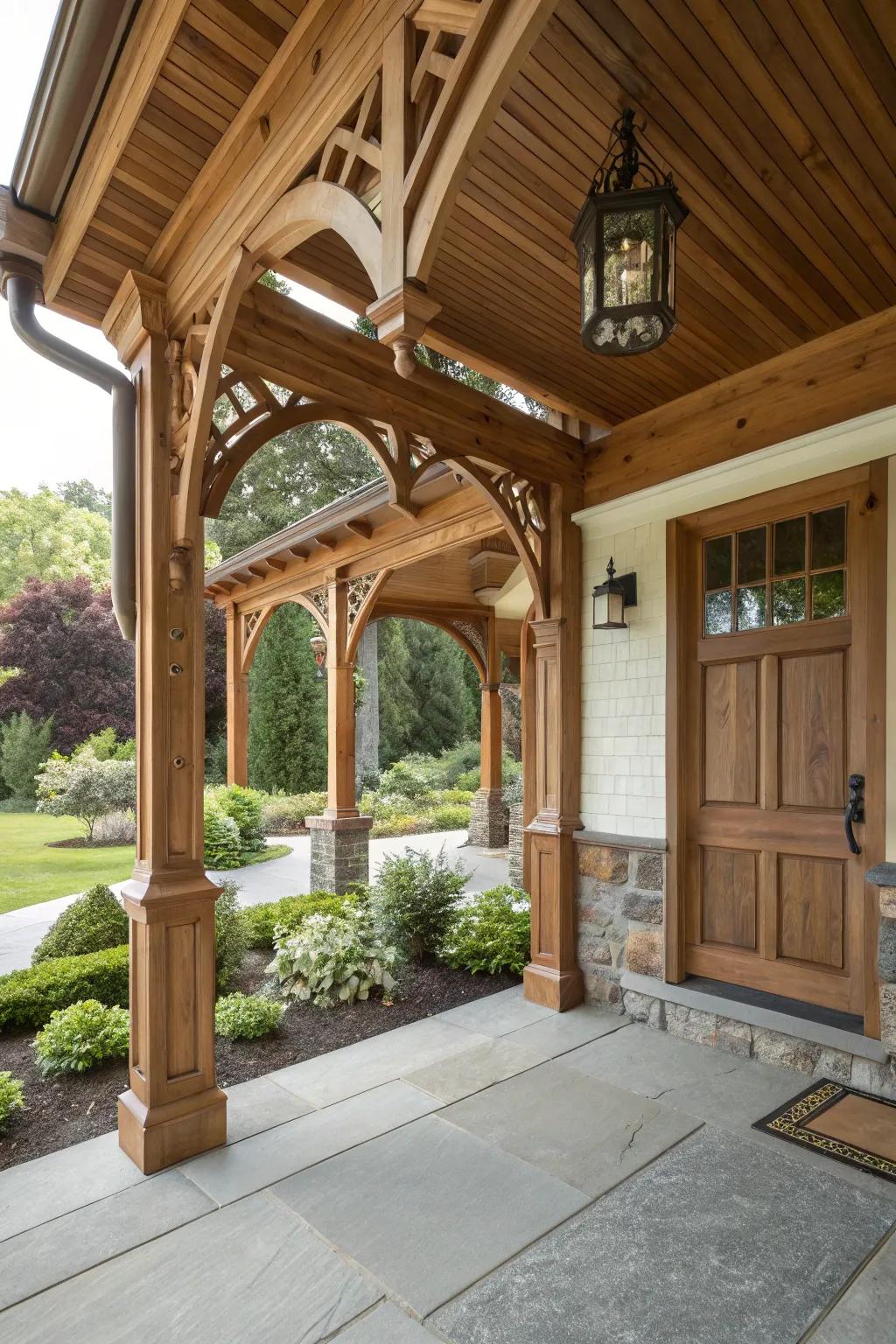 Craftsmanship at its finest: Detailed joinery on a front porch.