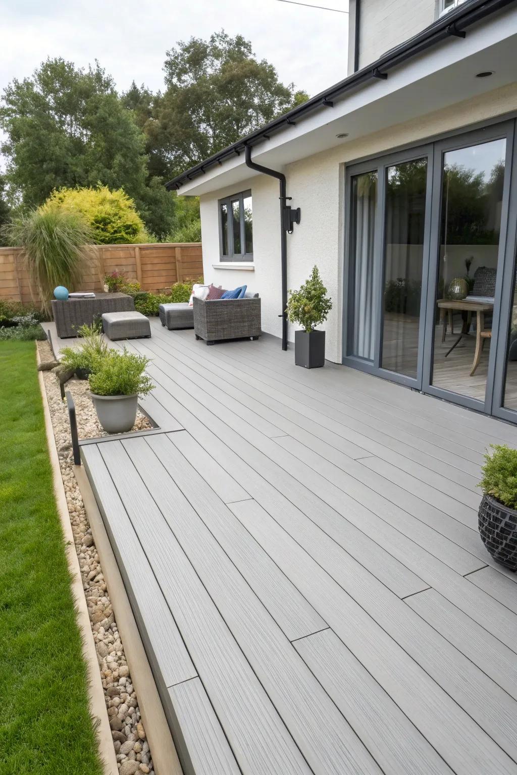 Composite decking offers the beauty of wood with easy upkeep.