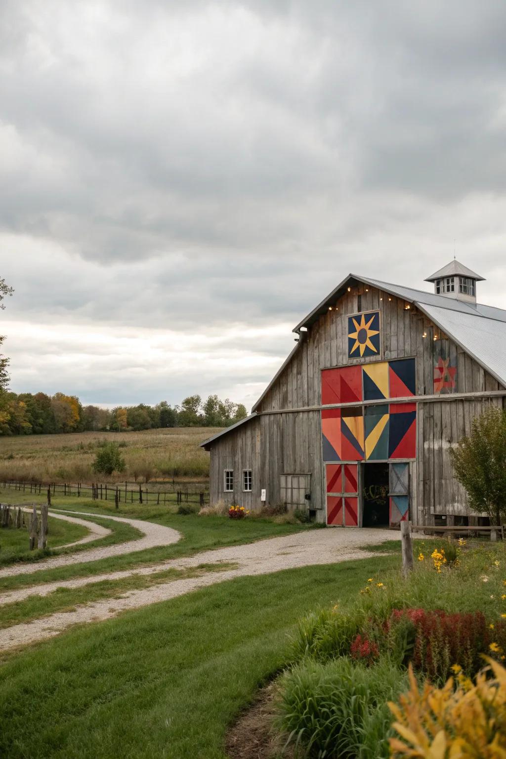 Art installations turn barns into captivating visual experiences.