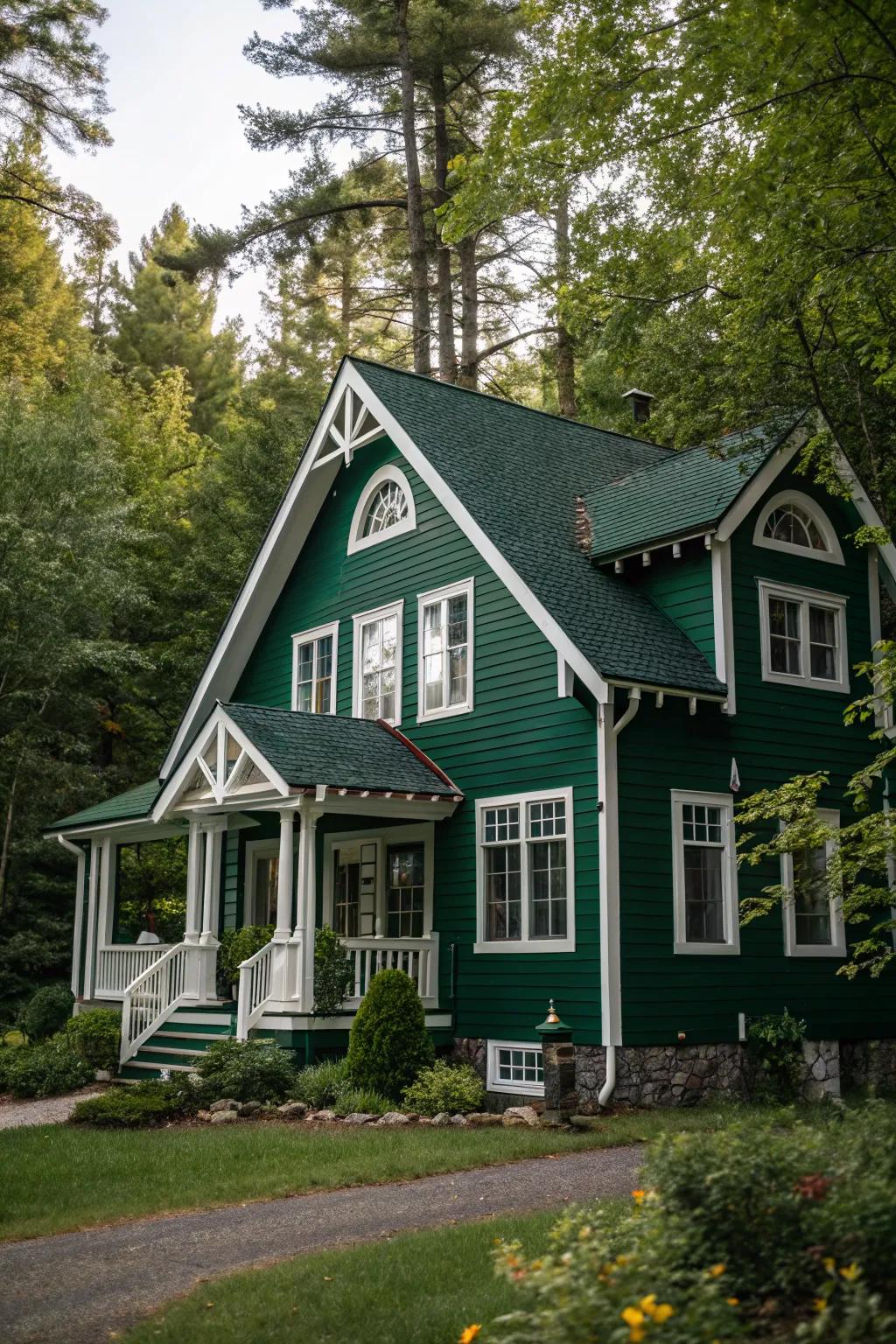 Deep forest green offers bold contrast and drama.