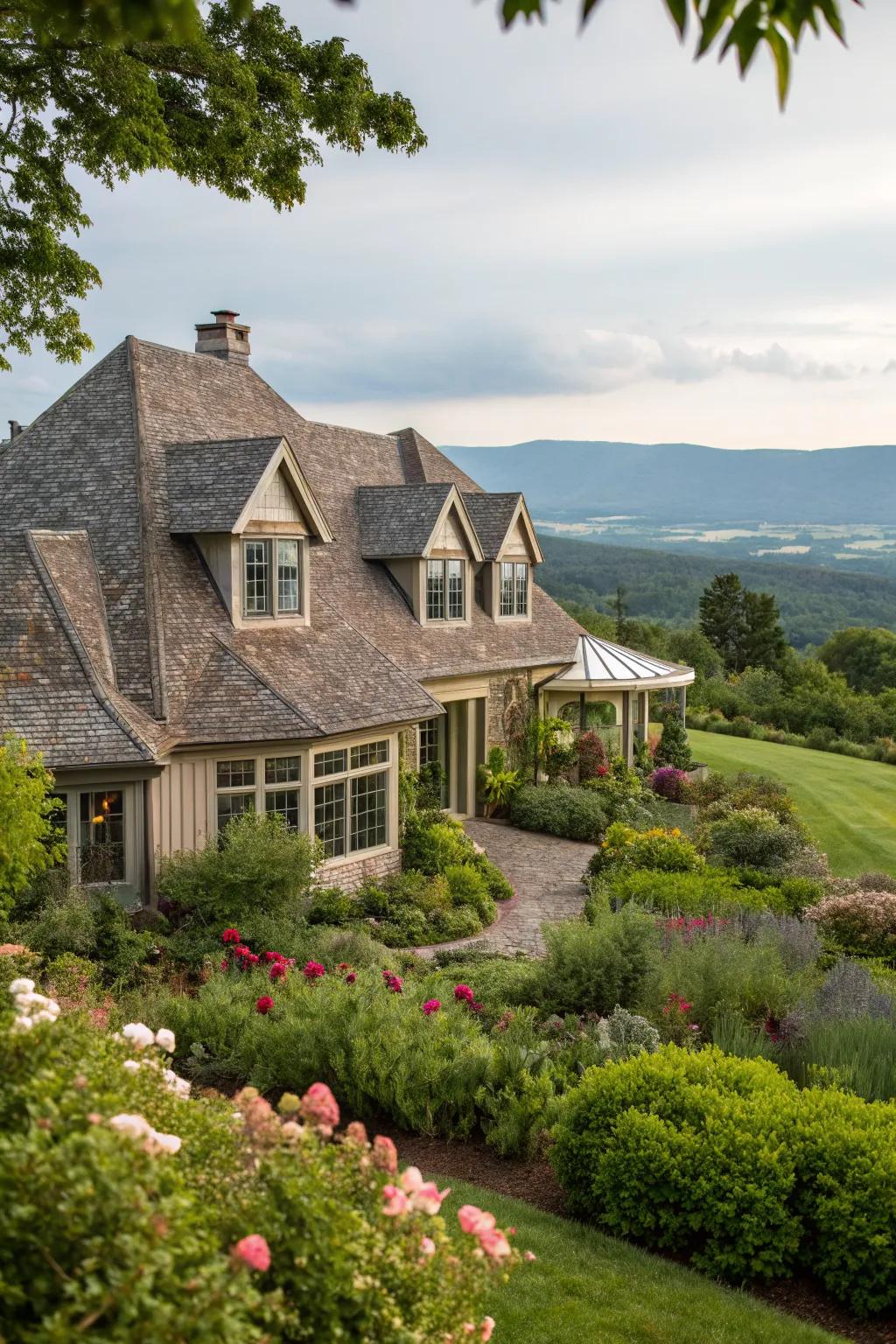 Enjoy views with polygonal dormers.