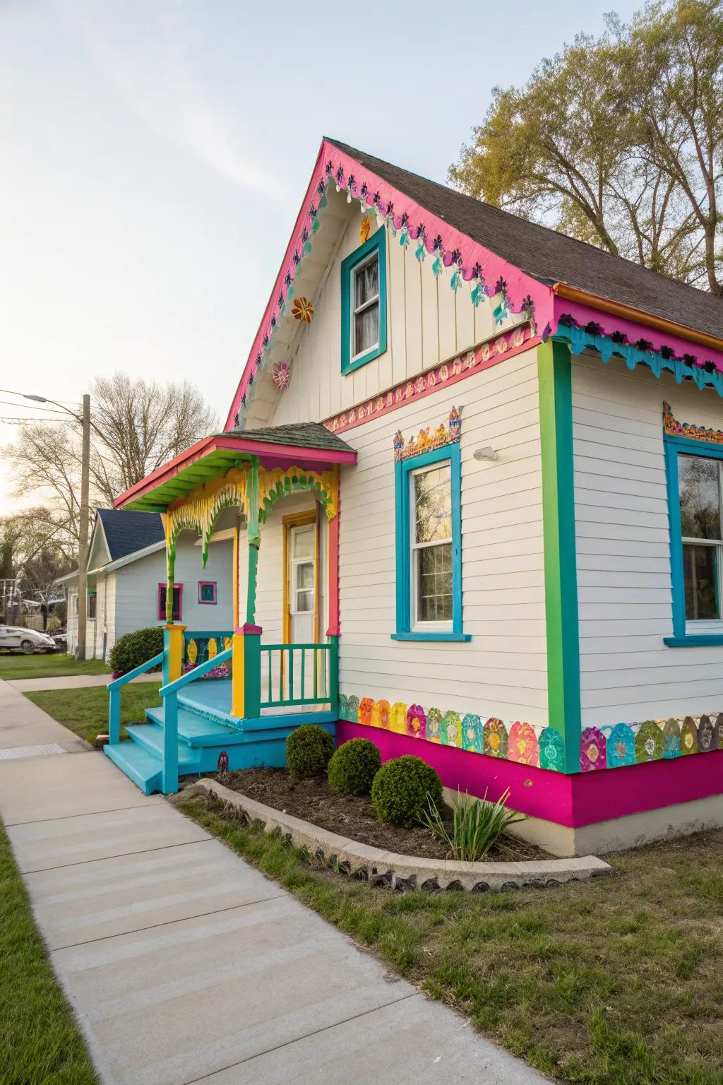 Colorful trim adds playful energy and a lively atmosphere.