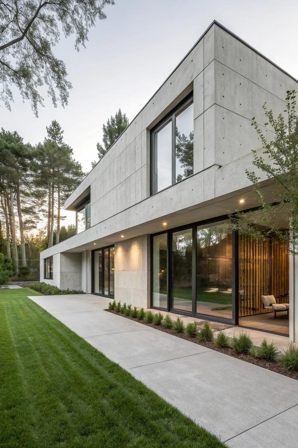 Architectural concrete look offers modern urban appeal.