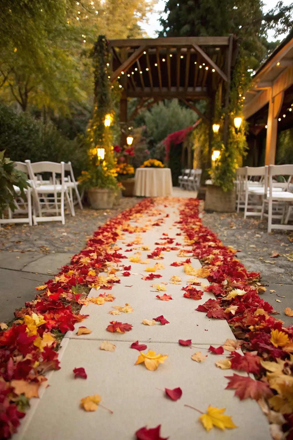 Natural elements create a beautiful aisle.