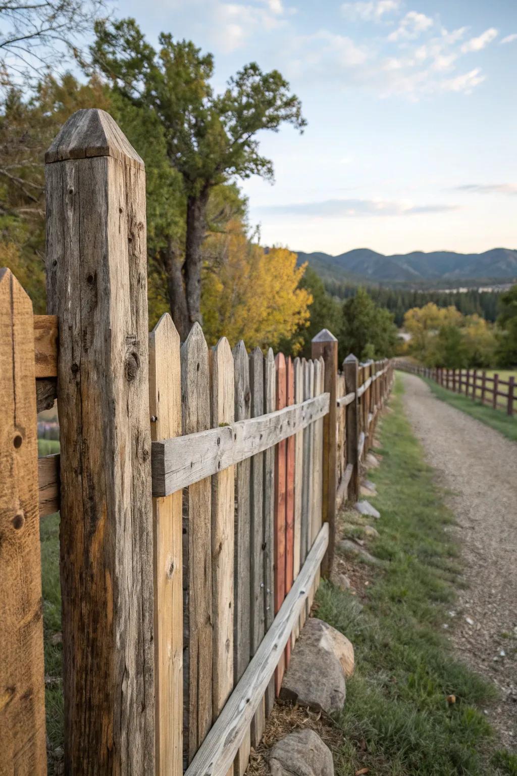 Reclaimed wood fences offer unique character and sustainability.