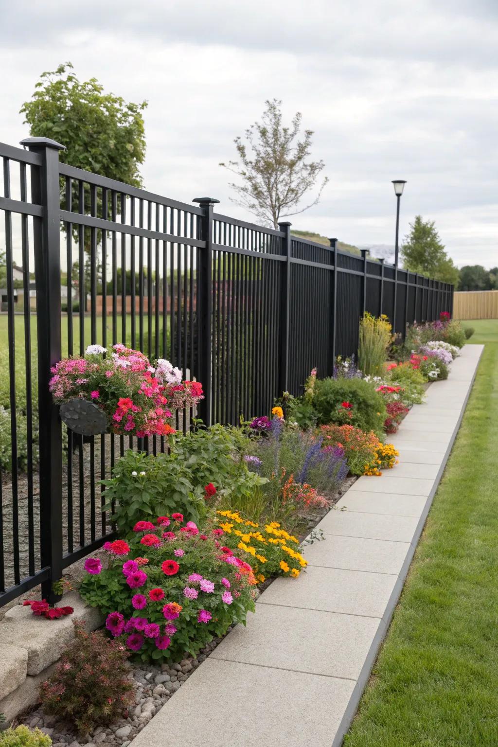 Matte black fences offer a sleek, contemporary elegance.