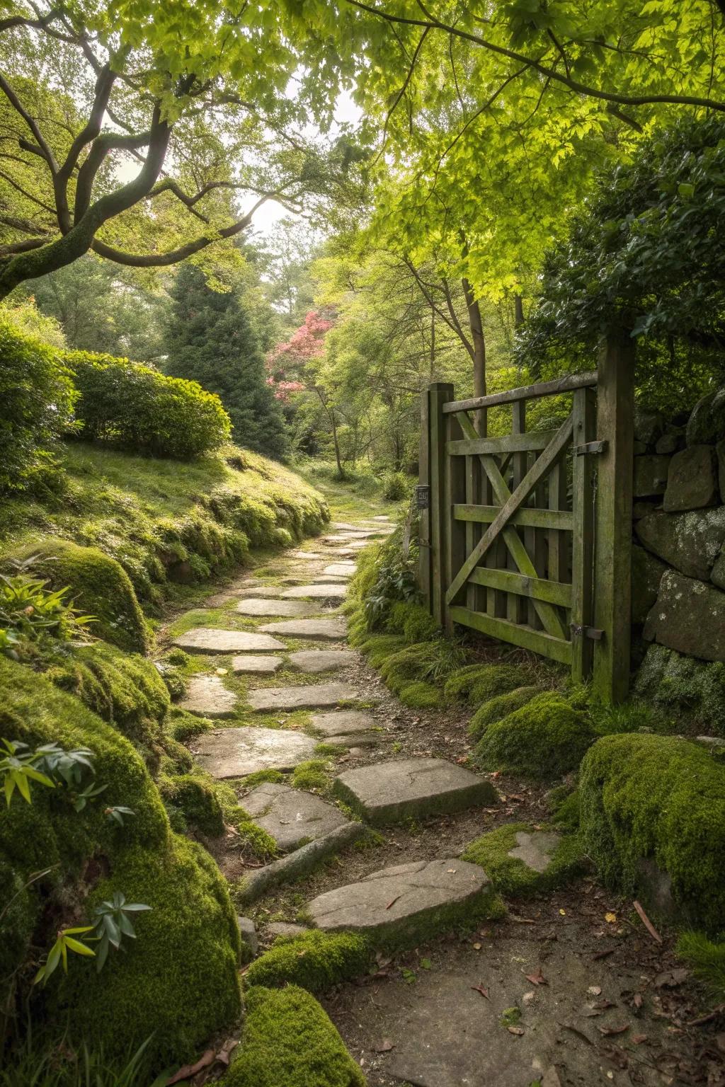 A natural stone path can create a grand, rustic entrance.