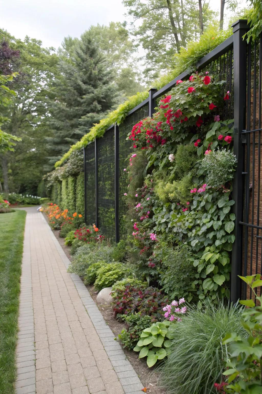 Living walls add greenery and maximize garden space.