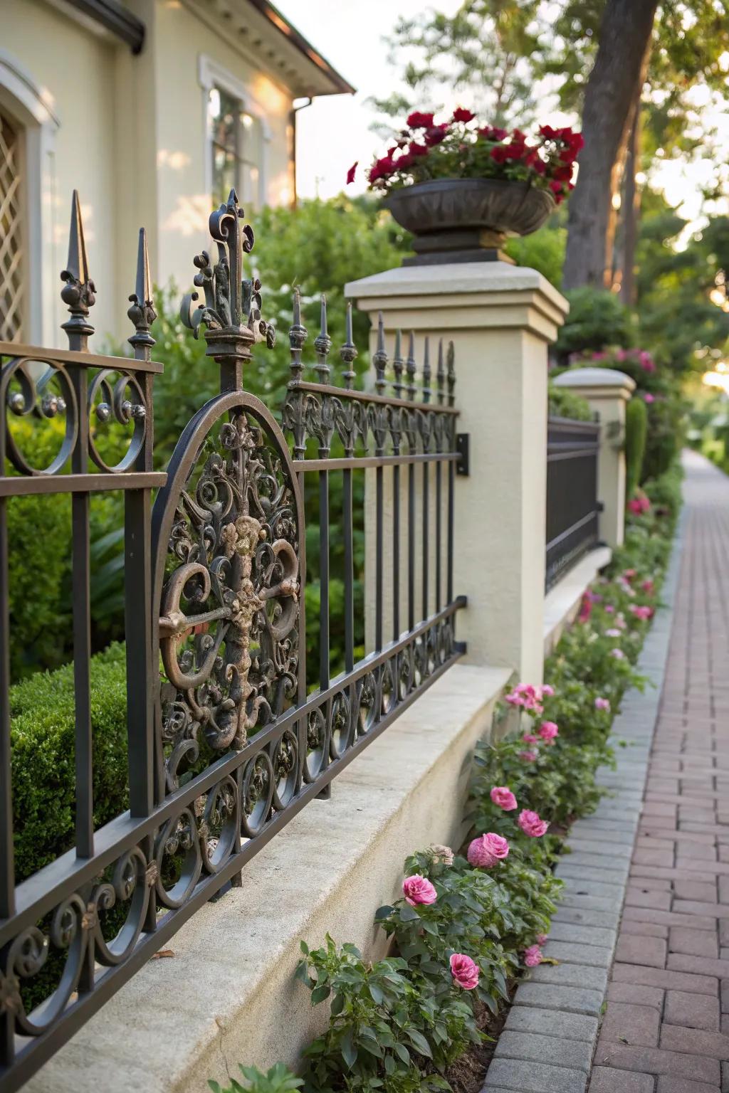 Metalwork adds elegance and artistry to fences.