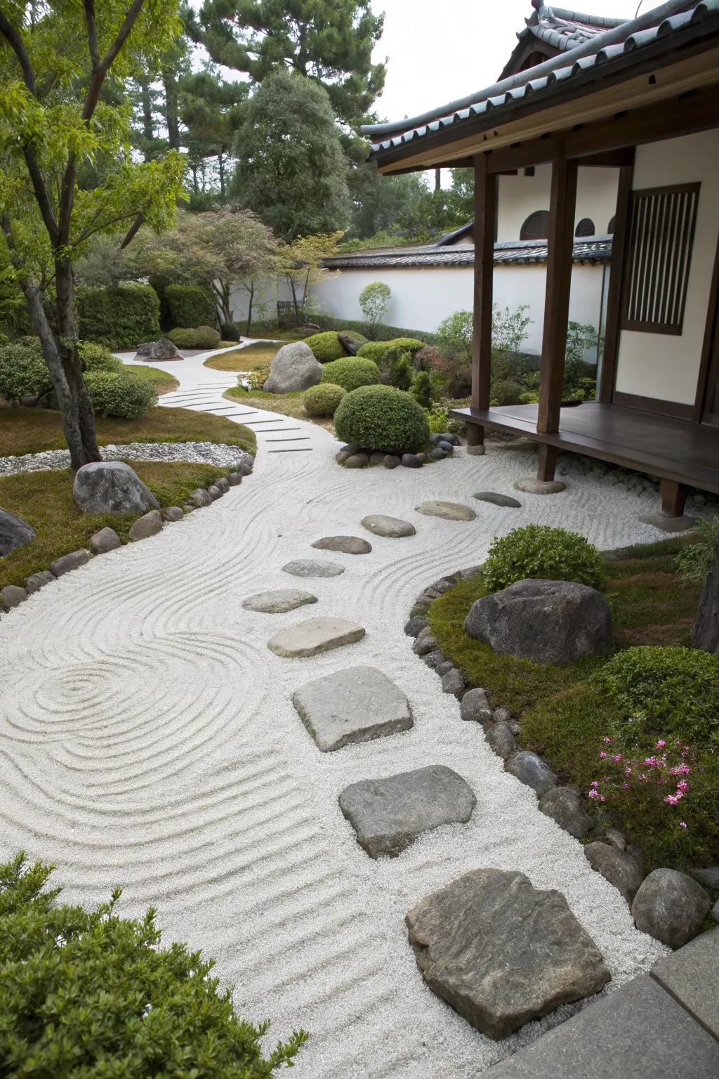 White sand offers simple elegance and a bright contrast between pavers.
