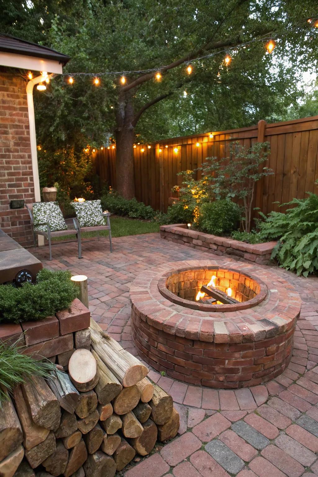 Brick circles bring a traditional and homey charm to your fire pit.