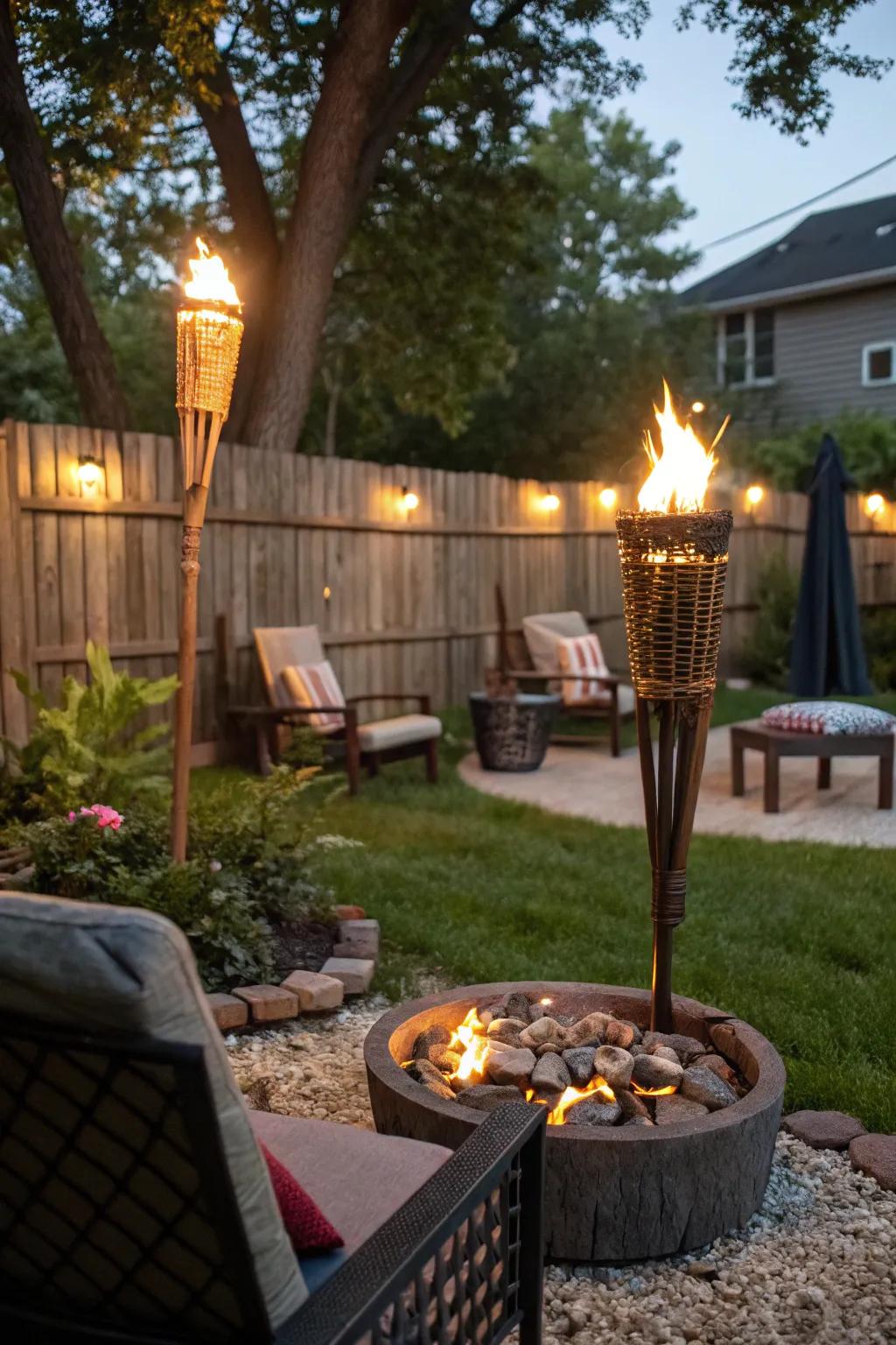 Illuminate the night and repel bugs with citronella torches.