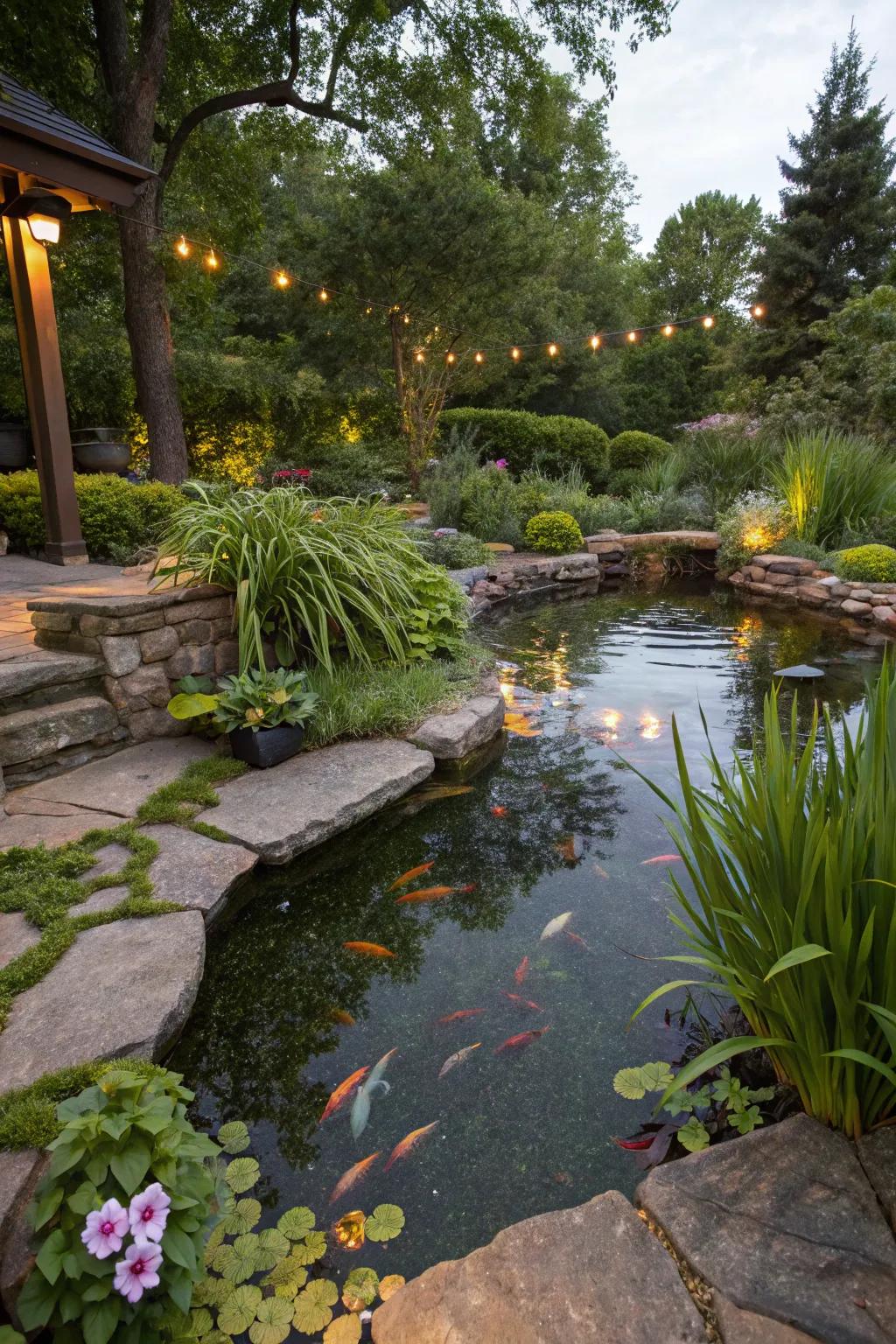 A no-liner pond supports local wildlife and sustainability.
