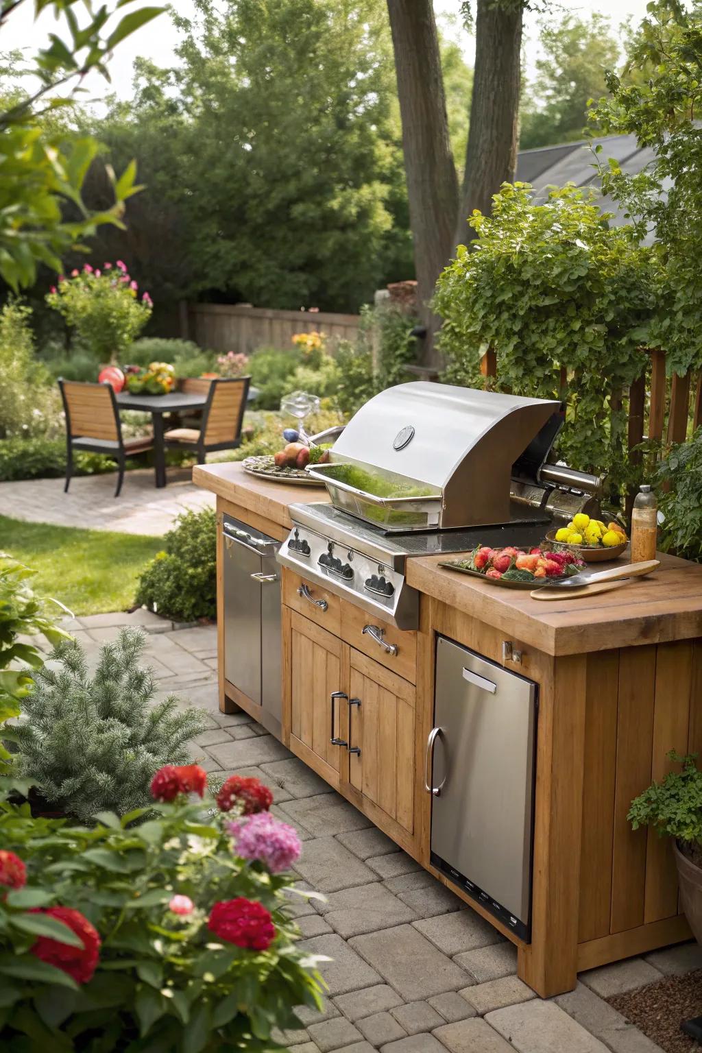 An outdoor kitchen elevates your backyard entertaining experience.