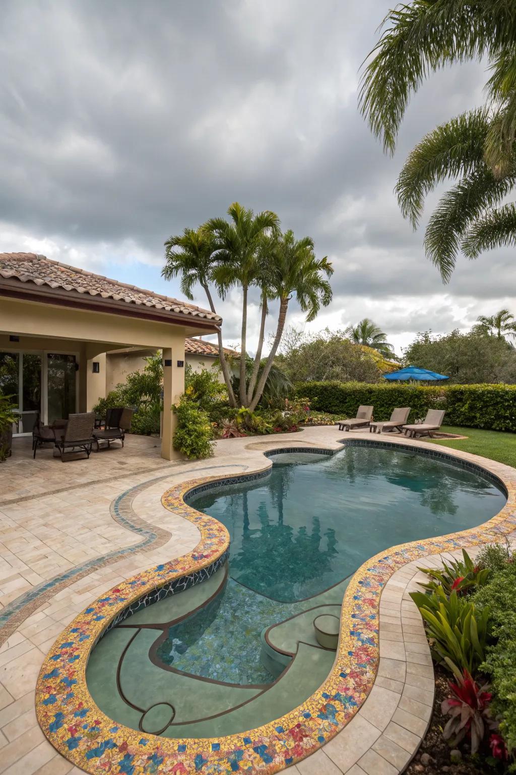 A uniquely shaped pool that stands out with creative design.
