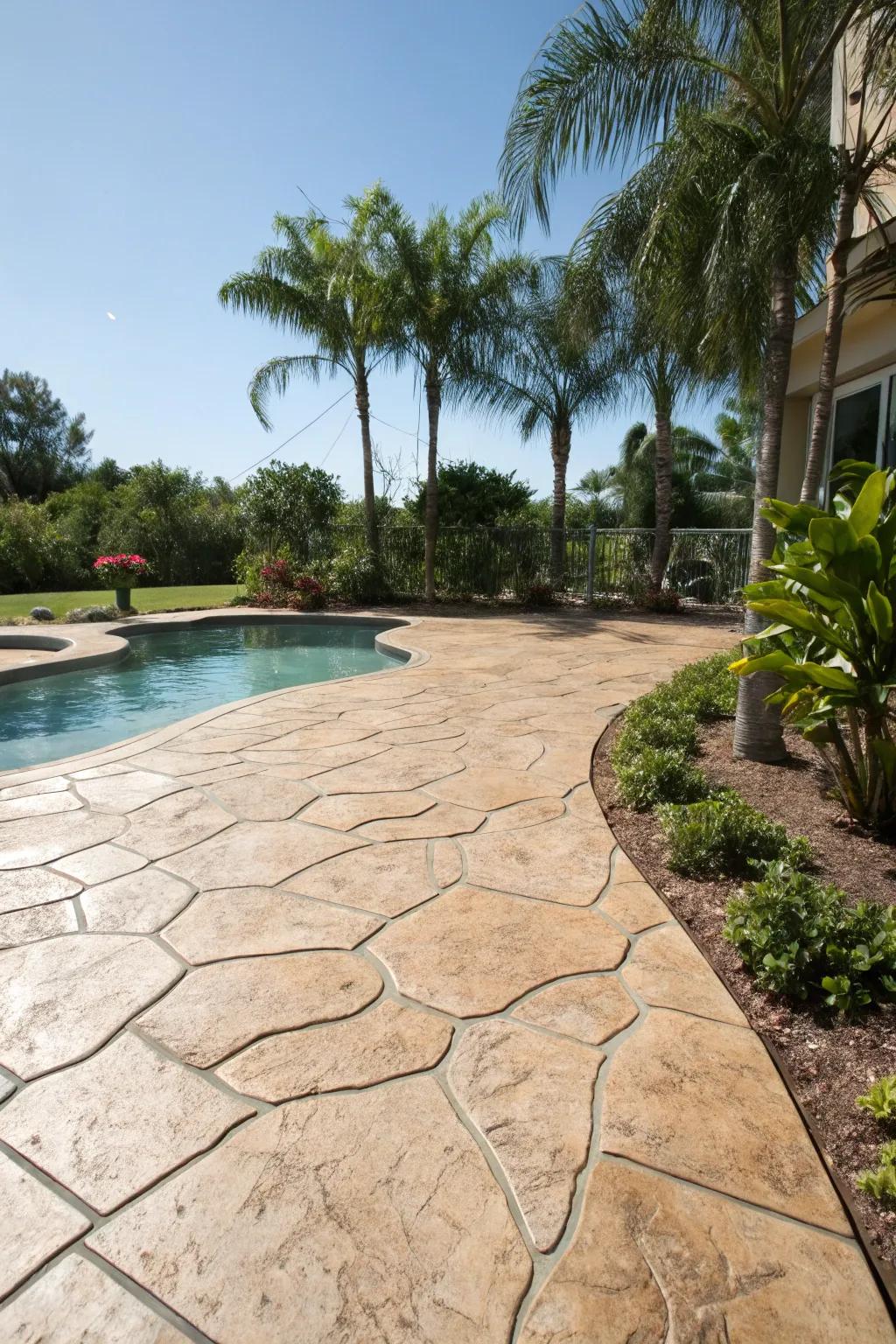 Achieve elegance with versatile stamped concrete.