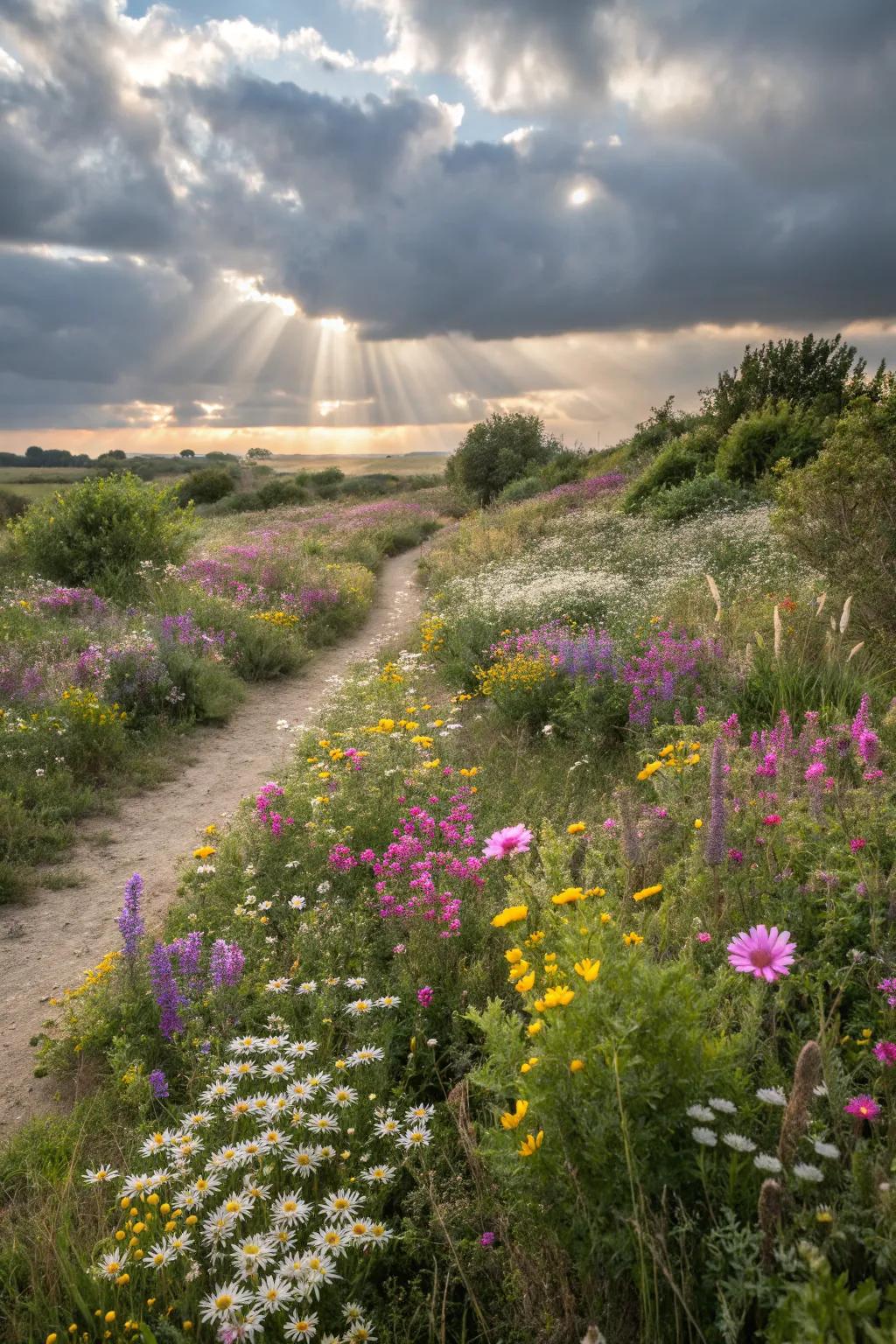 A garden featuring a wildflower mix for a natural look