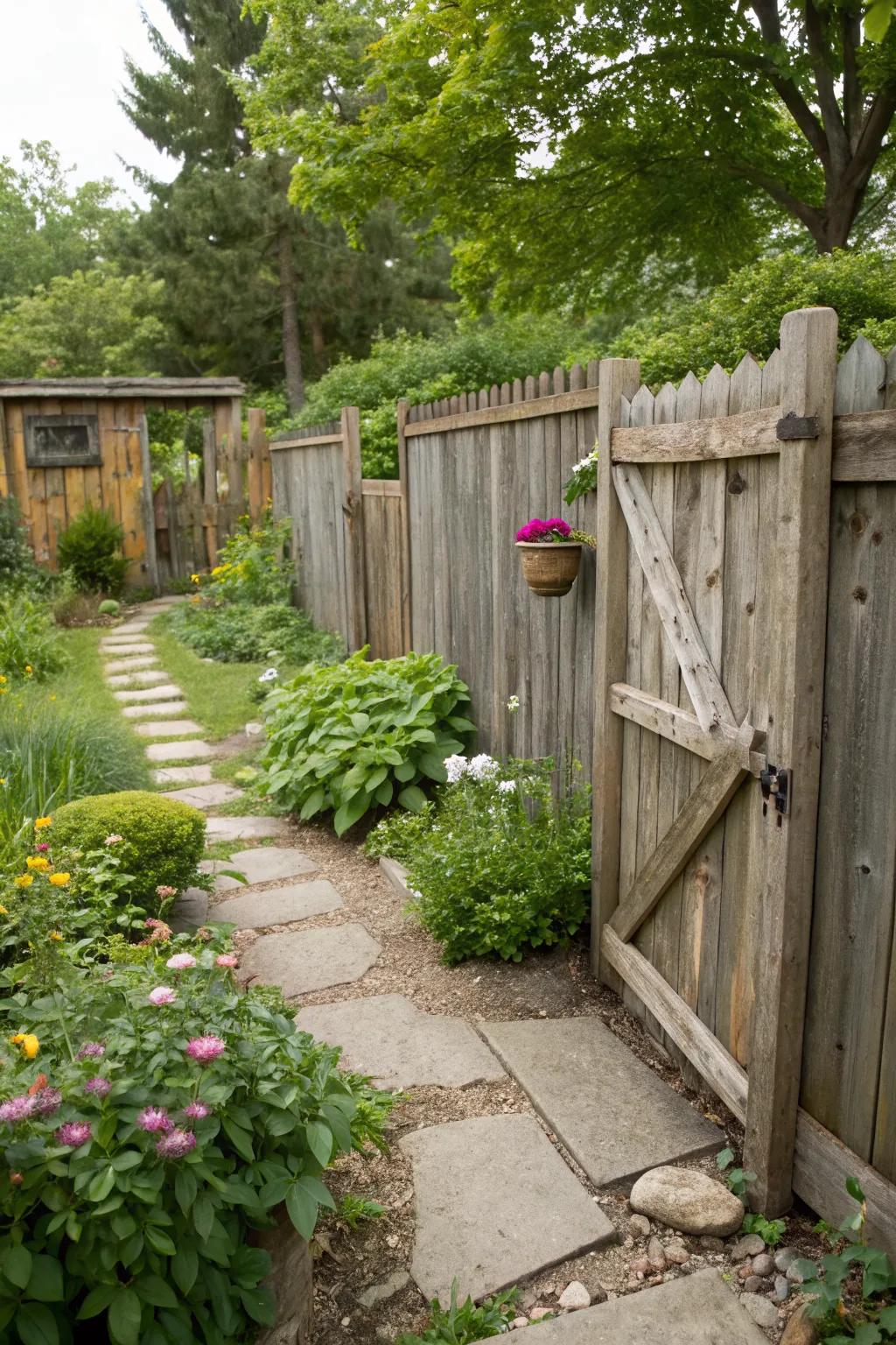 Sustainable style with reclaimed wood fencing.