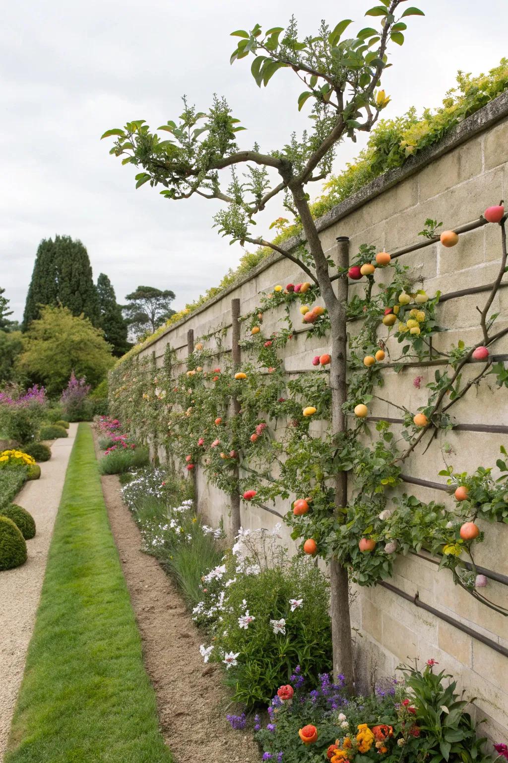 Espalier trellises are both productive and beautiful.