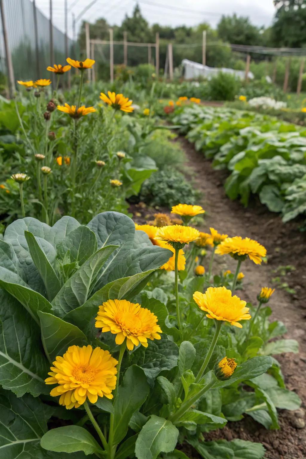 Calendula adding color and healing to the garden.