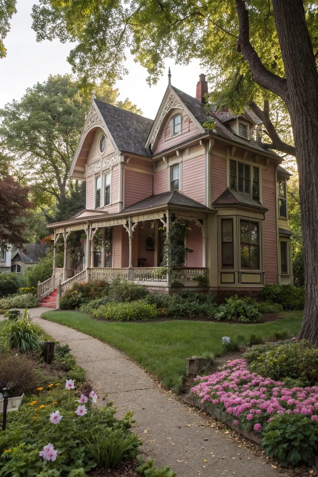 Dusty rose adds a soft, romantic touch.