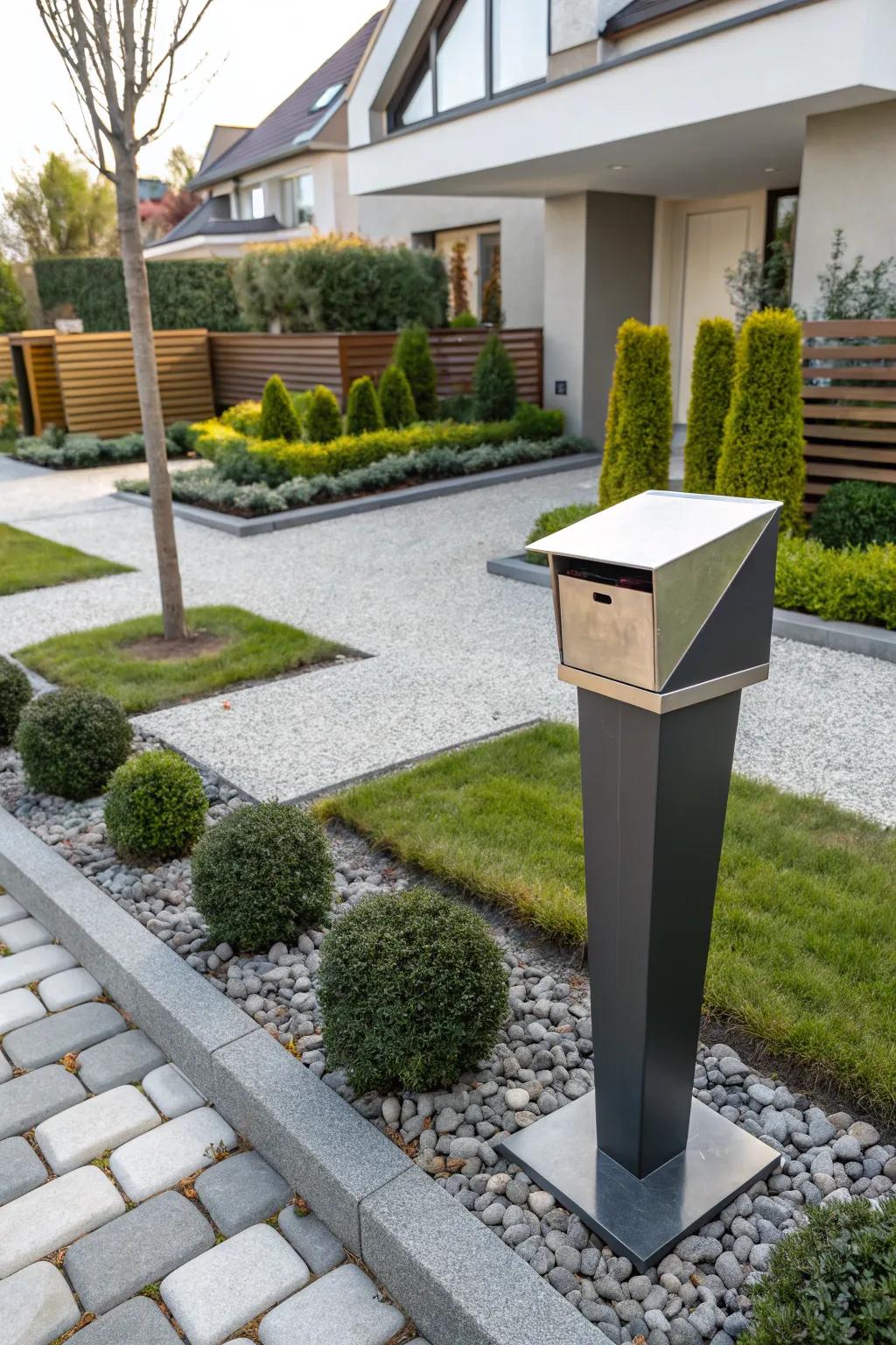 Make a statement with a bold, geometric mailbox design.