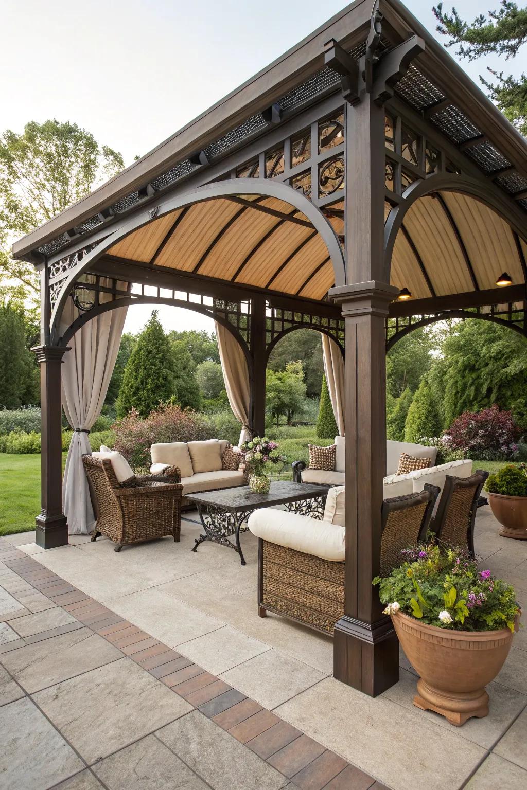 A grand pavilion-style cover offering luxurious outdoor shelter.