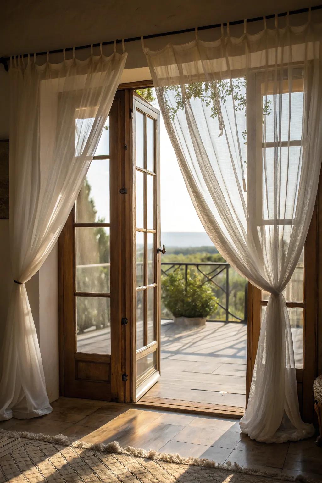 Sheer drapes add elegance and softness to your patio.