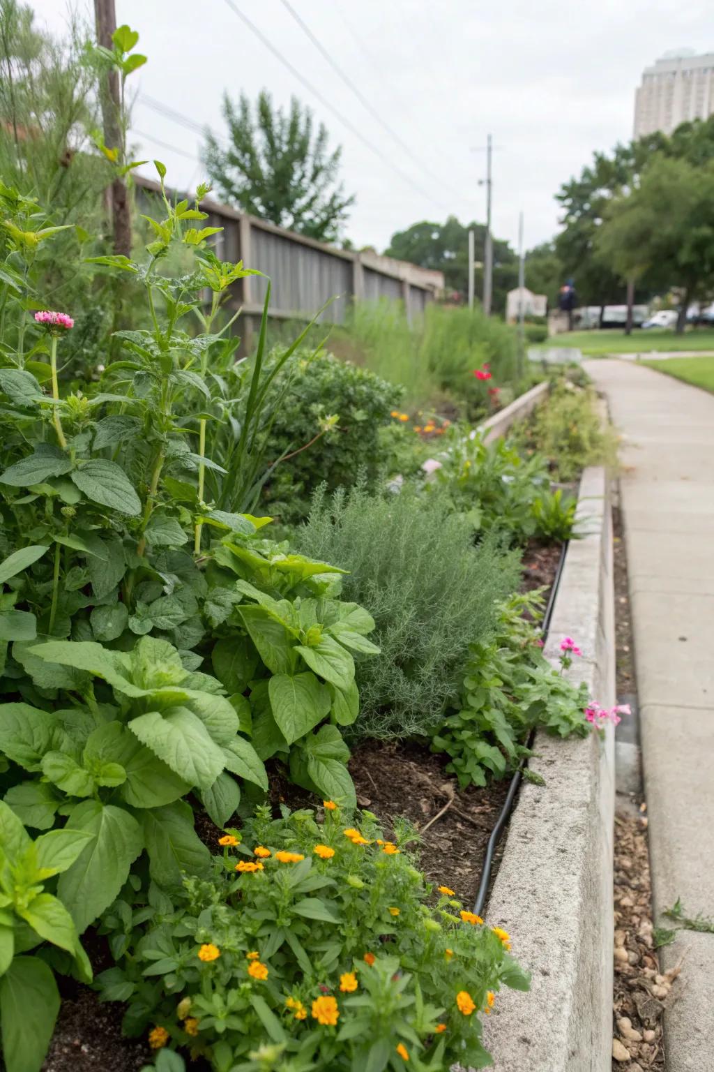 Utilize French drain areas for growing herbs and edibles.