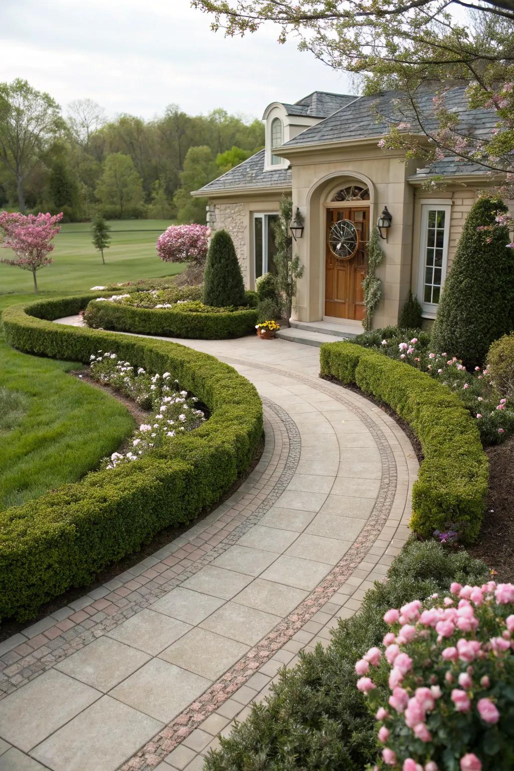 Add intrigue with gently curved pathways.